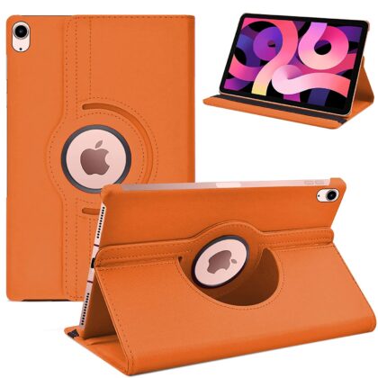 TGK 360 Degree Rotating Leather Smart Rotary Swivel Stand Case Cover for iPad Air 4 10.9 Inch 2020 4th Generation (Model: A2072/A2316/A2324/A2325) (Orange)