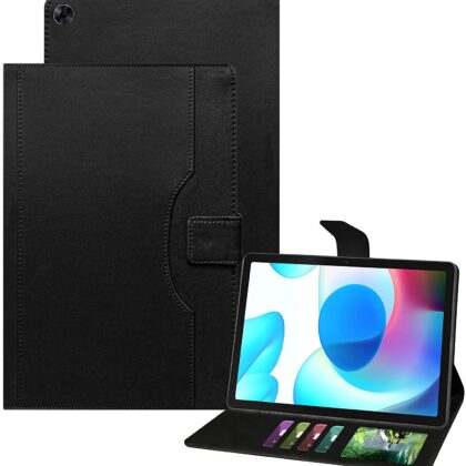 TGK Multi-Angle with Viewing Stand Leather Flip Case Cover for Realme Pad 10.4 inch (Black)