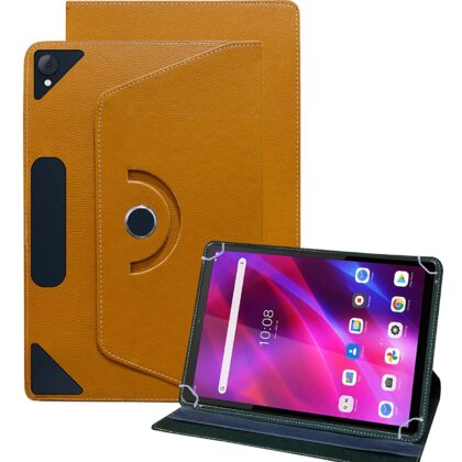 TGK Universal 360 Degree Rotating Leather Rotary Swivel Stand Case for Lenovo Tab K10 Cover FHD 10.3 inch Tablet (Orange)