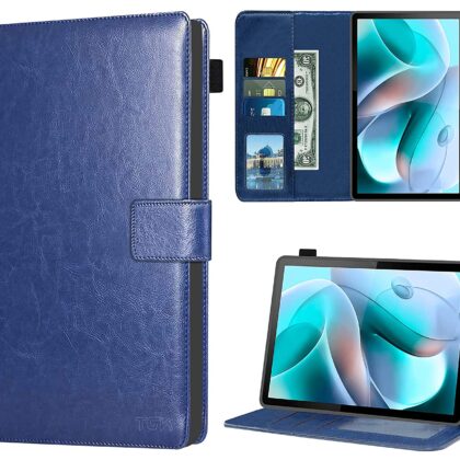 TGK Multi Protective Wallet Leather Flip Stand Case Cover for Motorola Moto Tab G70 LTE 11 inch Tablet, Blue