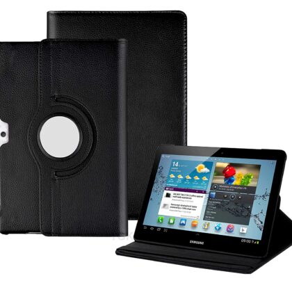 TGK 360 Degree Rotating Leather Smart Stand Case Cover for Samsung Galaxy Tab 2 10.1-inch GT-P5100, GT-P5110, GT-P5113, GT-P5113TSYXAR, GT-P5100TSAXSA, GT-P5100TSABTU (Black)