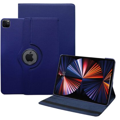 TGK 360 Degree Rotating Leather Smart Rotary Swivel Stand Case Cover Compatible for New iPad Pro 12.9 inch 2021 Release (5th Generation) (Dark Blue)