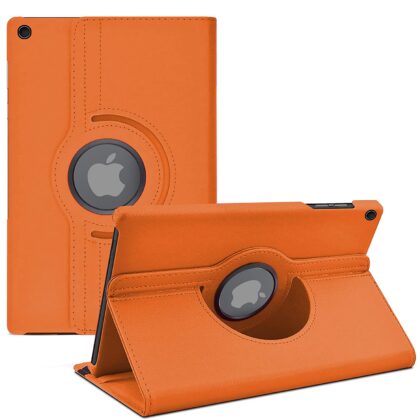TGK 360 Degree Rotating Leather Smart Rotary Swivel Stand Case Cover for iPad 10.2 Inch 2021 9th Generation (Orange)