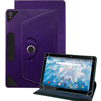 TGK Universal 360 Degree Rotating Leather Rotary Swivel Stand Case Cover for Acer One 10 T4-129L 10 inch Tablet (Purple)