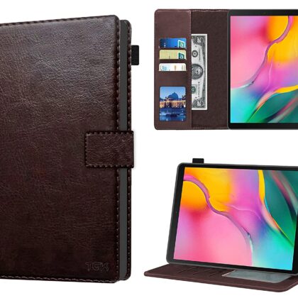 TGK Multi Protective Wallet Leather Flip Stand Case Cover for Samsung Galaxy Tab A 10.1″ T510/T515, Chocolate Brown