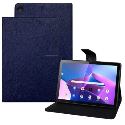 TGK Plain Design Leather Folio Flip Case with Viewing Stand Protective Cover for Lenovo Tab M10 FHD 3rd Gen 10.1 inch (25.65 cm) Model TB328FU / TB328XU (Blue)