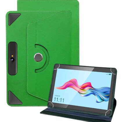 TGK Universal 360 Degree Rotating Leather Rotary Swivel Stand Cover for Swipe New Slate 2 Case 10.1 inch Tablet (Green)