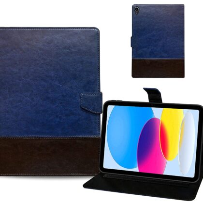 TGK Dual Color Leather Flip Stand Case Cover for Apple iPad 10th Generation 10.9 inch 2022 (Blue, Brown)