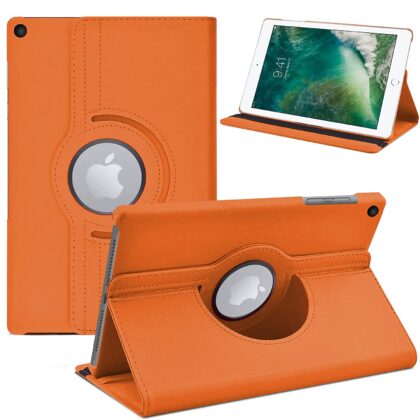 TGK 360 Degree Rotating Stand Leather Flip Case Cover for New iPad 9.7 inch 2018/2017 5th 6th Generation Model A1822 A1823 A1893 A1954 & ipad Air 2013 A1474 A1475 A1476 A1566 A1567 (Orange)