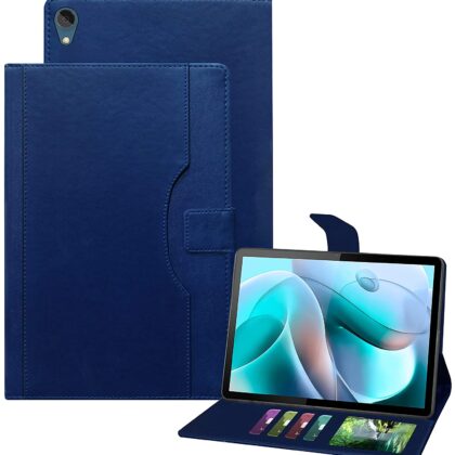 TGK Multi-Angle with Viewing Stand Leather Flip Case Cover for Motorola Moto Tab G70 LTE 11 inch (Dark Blue)