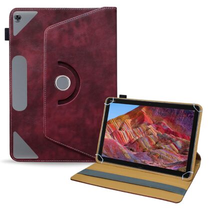 TGK Rotating Leather Flip Case Tablet Stand for Huawei MediaPad M5 Lite Cover 10.1 inch 2018 Release (Wine Red)