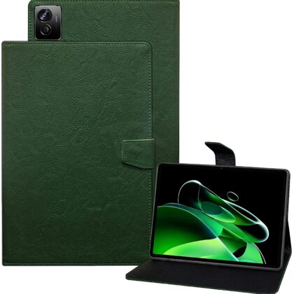 TGK Plain Design with Viewing Stand Protective Leather Flip Case Cover for Realme Pad X 11 inch Tablet with Precise Cutouts (Green)