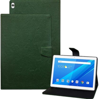 TGK Plain Design Leather Flip Stand Case Cover for Lenovo Tab M10 X505X Cover TB-X505F TB-X505L TB-X505X TB-X605L TB-X605F – Green