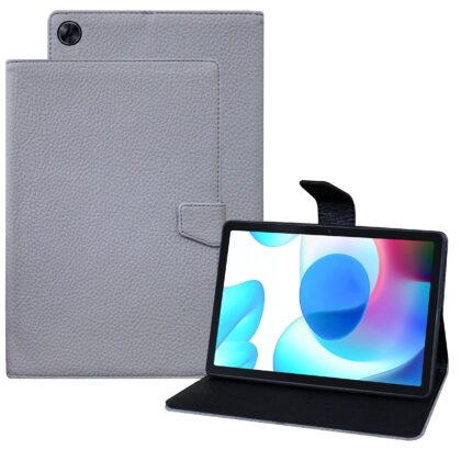 TGK Texture Leather Case with Viewing Stand Flip Cover for Realme Pad 10.4 inch Tablet [RMP2102/ RMP21023] Light Grey