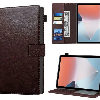 TGK Multi Protective Wallet Leather Flip Stand Case Cover for Oppo Pad Air 10.36 inch Tablet, Chocolate Brown