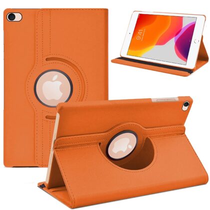 TGK 360 Degree Rotating Leather Auto Sleep Wake Function Smart Stand Case for iPad Mini 5 Case 7.9″ 2019 [iPad Mini 5th Gen] Model – A2133 A2124 A2125 A2126 – Orange