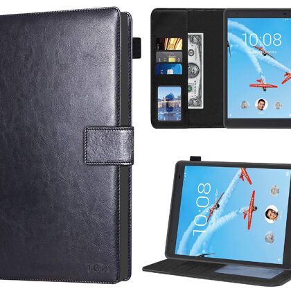 TGK Multi Protective Wallet Leather Flip Stand Case Cover for Lenovo Tab E8 8.0 Inch, Black