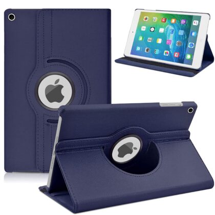 TGK 360 Degree Rotating Leather Smart Case Cover Stand Auto Sleep/Wake Function for iPad Mini 2 Cover, Mini 3, Mini 1 (7.9 Inch) Model A1432 A1454 A1455 A1489 A1490 A1491 A1599 A1600 – Dark Blue