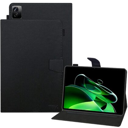 TGK Leather Flip Stand Case Cover for Realme Pad X 11 inch Tablet with Stylus Holder, Black