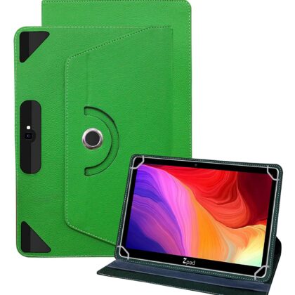 TGK Universal 360 Degree Rotating Leather Rotary Swivel Stand Case Cover for Wishtel IRA ZPAD 10.1 inch Tablet (Green)