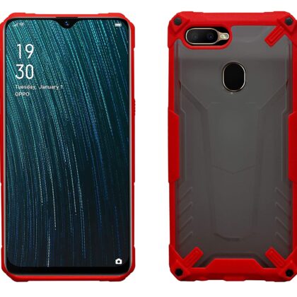 TGK Protective Hybrid Hard Pc with Shock Absorption Bumper Corners Back Case Cover Compatible for OPPO A5s (Red)