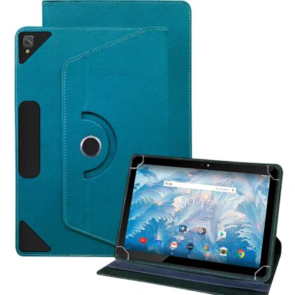TGK Universal 360 Degree Rotating Leather Rotary Swivel Stand Case Cover for Acer One 10 T4-129L 10 inch Tablet (Sky Blue)