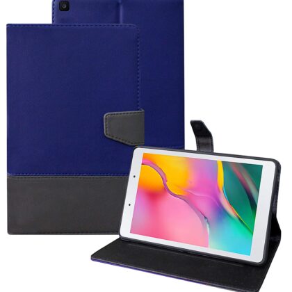 TGK Dual Color Design Leather Case with Viewing Stand Flip Cover Compatible for Samsung Galaxy Tab A 8 inch Cover Model SM-T290, SM-T295, SM-T297 (2019 Released) (Blue-Grey)
