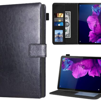 TGK Multi Protective Wallet Leather Flip Stand Case Cover for Lenovo Tab P11/P11 Plus 11 inch TB-J606F/J606X, Black