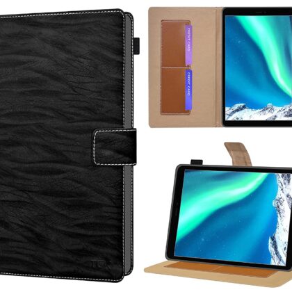 TGK Pattern Multi Protective Leather Flip Case Cover for Panasonic Tab 8 HD Tablet 8 inch (Black)