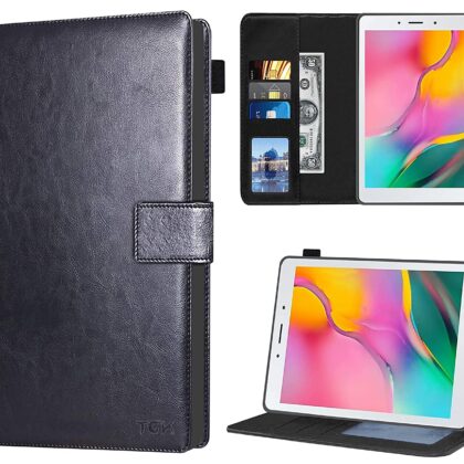 TGK Multi Protective Wallet Leather Flip Stand Case Cover for Samsung Galaxy Tab A 8.0 inch (2019) SM-T290, SM-T295, Black
