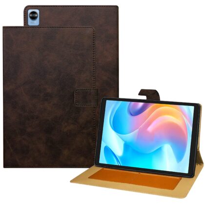 TGK Lightweight Business Design Leather Folio Flip Case Cover with Viewing Stand Compatible for Realme Pad Mini 8.68 inch Tablet / Realme Pad Mini Tablet (Dark Brown)