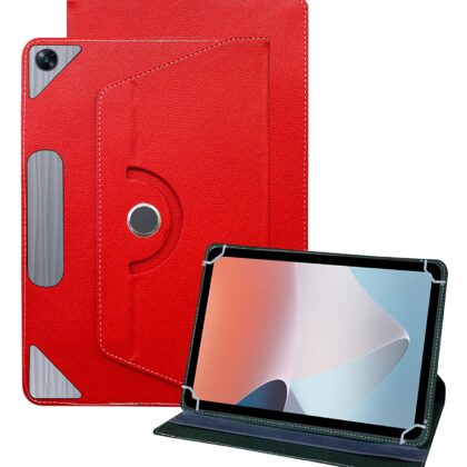 TGK Universal 360 Degree Rotating Leather Rotary Swivel Stand Case Cover for Oppo Pad Air 10.36 inch Tab (Red)