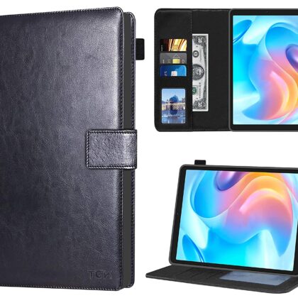 TGK Multi Protective Wallet Leather Flip Stand Case Cover for Realme Pad Mini 8.68 inch Tablet, Black