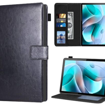 TGK Multi Protective Wallet Leather Flip Stand Case Cover for Motorola Moto Tab G70 LTE 11 inch Tablet, Black