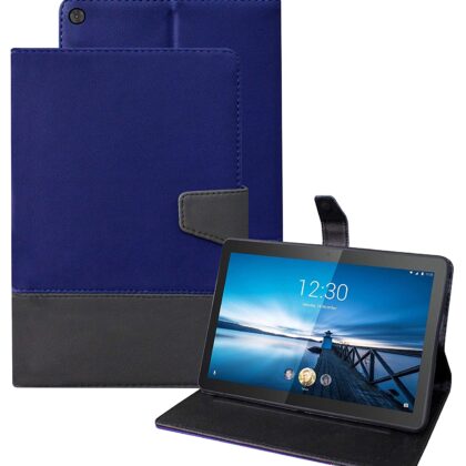 TGK Dual Color Design Leather Case with Viewing Stand Flip Cover for Lenovo Tab M10 FHD REL Cover Model TB-X605FC / TB-X605LC 20.65 cm (10.1 Inch) Blue-Grey