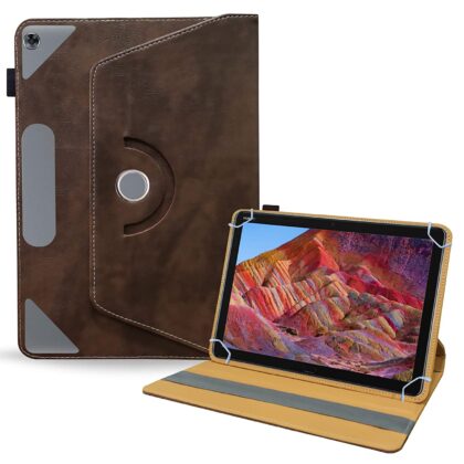 TGK Rotating Leather Flip Case Tablet Stand for Huawei MediaPad M5 Lite Cover 10.1 inch 2018 Release (Dark Brown)