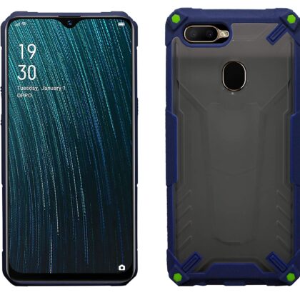 TGK Protective Hybrid Hard Pc with Shock Absorption Bumper Corners Back Case Cover Compatible for OPPO A5s (Dark Blue)