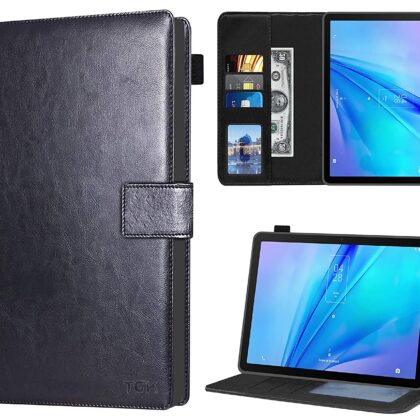 TGK Multi Protective Wallet Leather Flip Stand Case Cover for TCL Tab 10s 10.1 inches Tablet 25.65 cm, Black