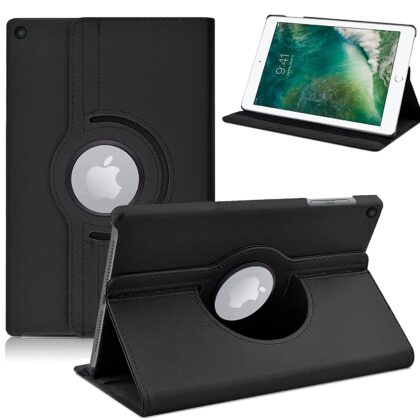 TGK 360 Degree Rotating Stand Magnetic Smart (Auto Sleep/Wake Function) Leather Flip Case Cover for New iPad 9.7 inch 2018/2017 5th 6th Generation Model A1822 A1823 A1893 A1954 & ipad Air 2013 A1474 A1475 A1476 A1566 A1567 (Black)