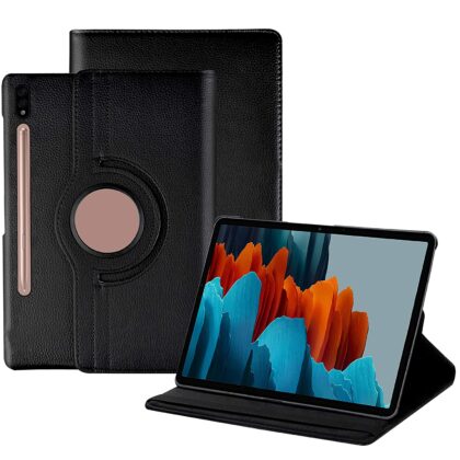 TGK 360 Degree Rotating Leather Smart Rotary Swivel Stand Case Cover Compatible for Galaxy Tab S8 / S7 11 inch [SM-X700/X706/T870/T875] 2020 – Black