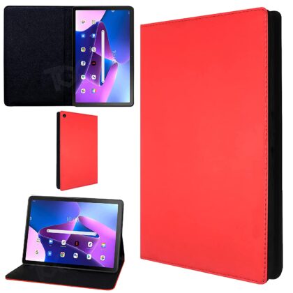 TGK Leather Soft TPU Back Flip Stand Case Cover for Lenovo Tab M10 FHD Plus (3rd Gen) 10.6 inch Tablet TB125FU / TB128XU with Precise Cutouts (Red)