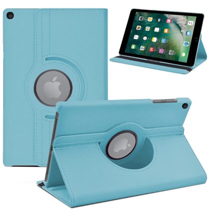 TGK 360 Degree Rotating Stand Magnetic Smart (Auto Sleep/Wake Function) Leather Flip Case Cover for iPad 9.7 inch 5th Generation Cover 2017 [Model A1822 A1823 A1893 A1954] Sky Blue