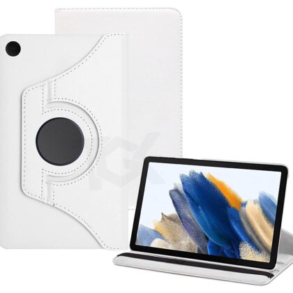 TGK 360 Degree Rotating Leather Stand Case Cover for Samsung Galaxy Tab A8 10.5 Cover 2022 [Model: SM-X200 / SM-X205 / SM-X207] White