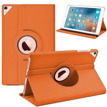 TGK 360 Degree Rotating Leather Auto Sleep Wake Function Smart Case Cover for iPad Pro 9.7 inch Cover (2016 Released) Model A1673 A1674 A1675 MLPX2HN/A MLPW2HN/A MLPY2HN/A MLYJ2HN/A (Orange)