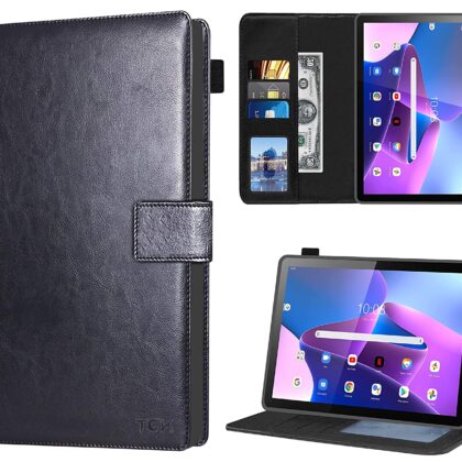 TGK Multi Protective Wallet Leather Flip Stand Case Cover for Lenovo Tab M10 FHD Plus 3rd Gen 10.6 inch Tablet, Black