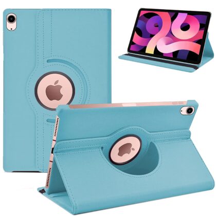 TGK 360 Degree Rotating Leather Smart Rotary Swivel Stand Case Cover for iPad Air 4 10.9 Inch 2020 4th Generation (Model: A2072/A2316/A2324/A2325) (Sky Blue)