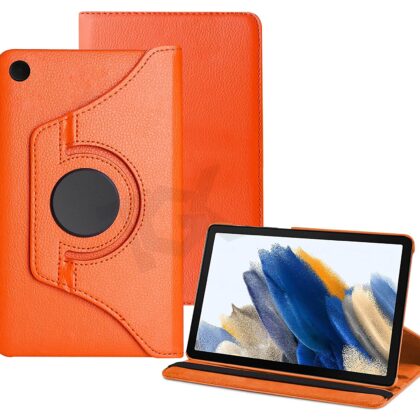 TGK 360 Degree Rotating Leather Stand Case Cover for Samsung Galaxy Tab A8 10.5 Cover 2022 [Model: SM-X200 / SM-X205 / SM-X207] (Orange)
