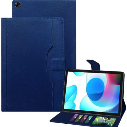 TGK Multi-Angle with Viewing Stand Leather Flip Case Cover for Realme Pad 10.4 inch (Dark Blue)
