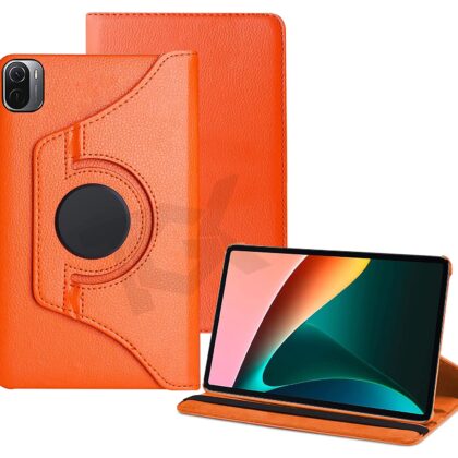 TGK 360 Degree Rotating Leather Smart Rotary Swivel Stand Case Cover for Xiaomi Mi Pad 5 11″ inch Tablet (Orange)