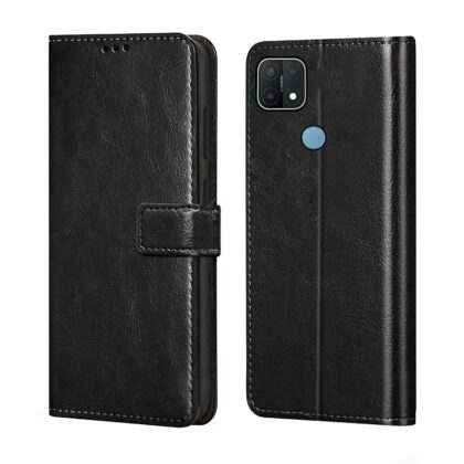 TGK 360 Degree Protection | Protective Design Leather Wallet Flip Cover with Card Holder | Photo Frame | Inner TPU Back Case Compatible for OPPO A15 (Black)